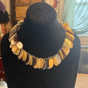 Vintage 90s multicolored Mother of Pearl eternity necklace adjustable Silvertone